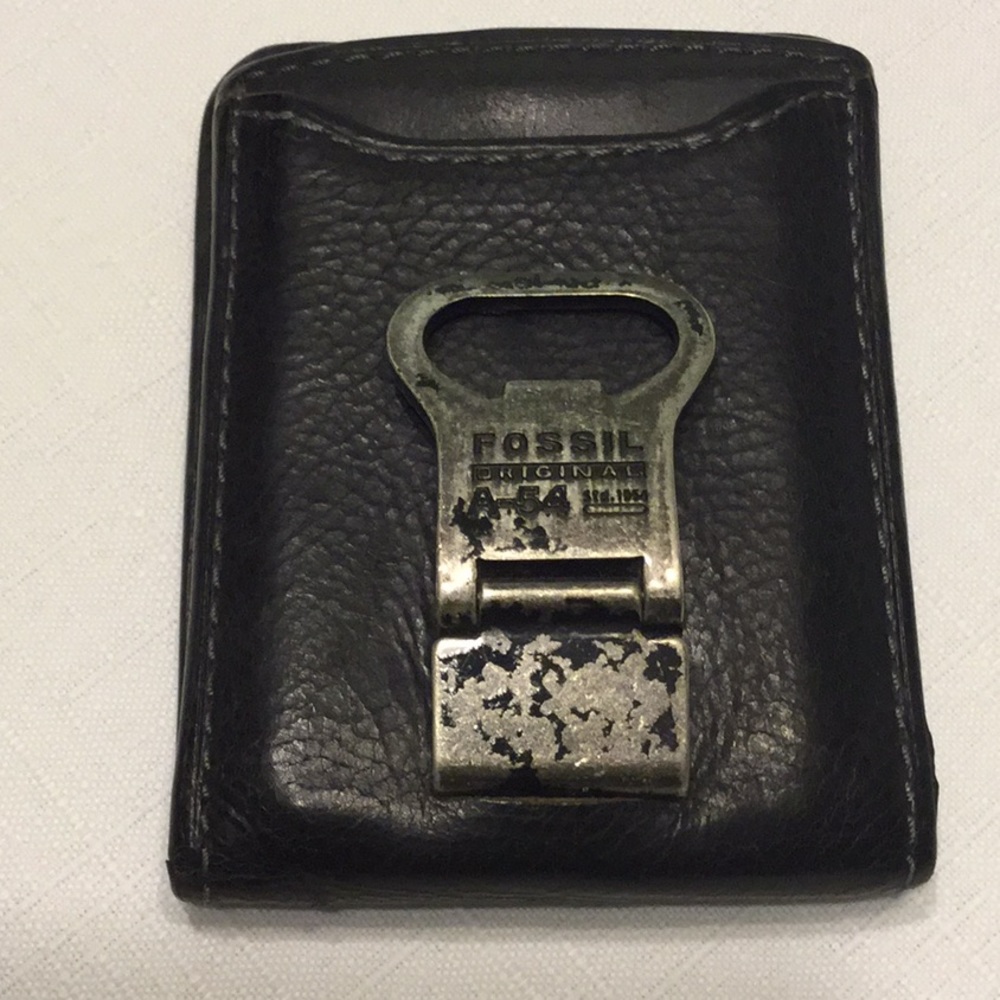 Vintage Fossil ID/Card Holder w/Bottle Opener